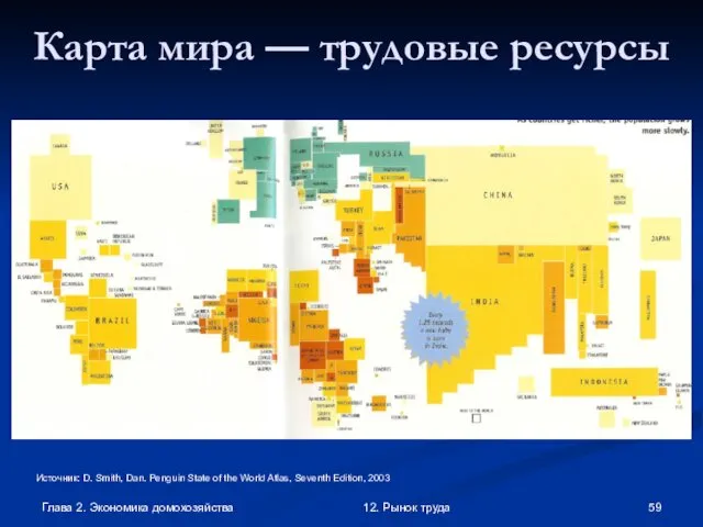 Глава 2. Экономика домохозяйства 12. Рынок труда Карта мира — трудовые ресурсы Источник: