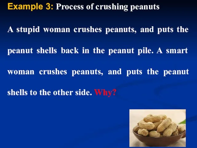 Example 3: Process of crushing peanuts A stupid woman crushes