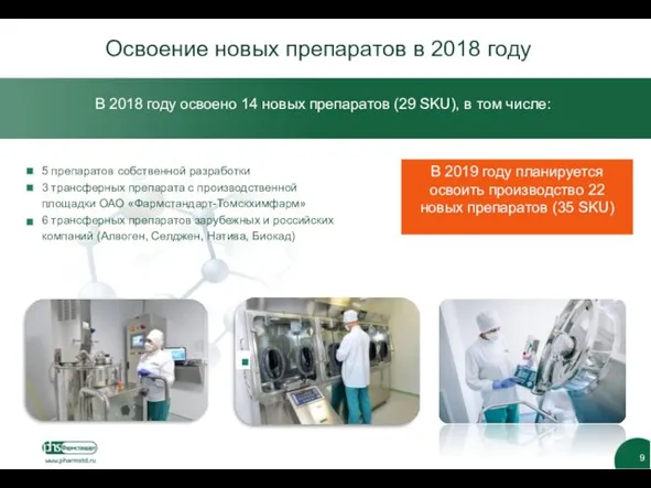 Освоение новых препаратов в 2018 году В 2018 году освоено