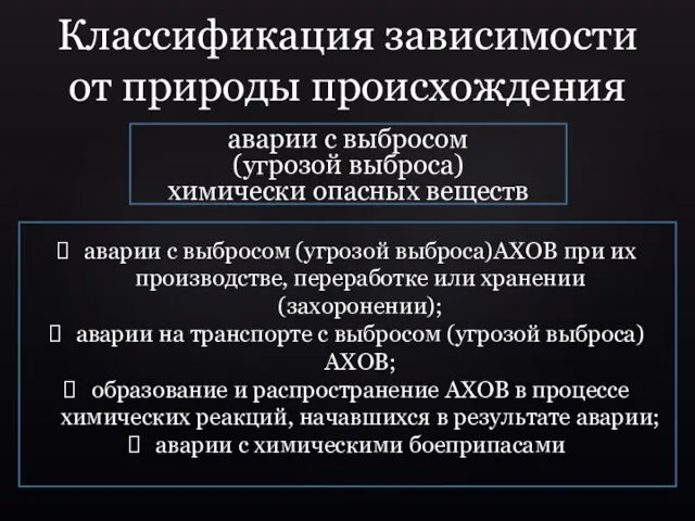 аварии с выбросом (угрозой выброса) химически опасных веществ аварии с