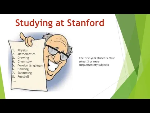 Studying at Stanford The first-year students must select 3 or more supplementary subjects