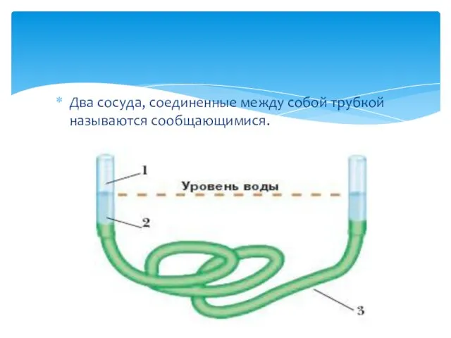 Два сосуда, соединенные между собой трубкой называются сообщающимися.