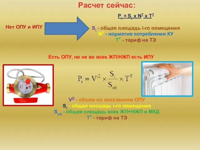 Нет ОПУ и ИПУ VД - объем по показаниям ОПУ