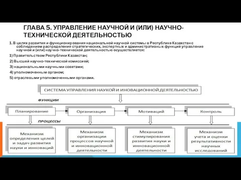 ГЛАВА 5. УПРАВЛЕНИЕ НАУЧНОЙ И (ИЛИ) НАУЧНО-ТЕХНИЧЕСКОЙ ДЕЯТЕЛЬНОСТЬЮ 1. В