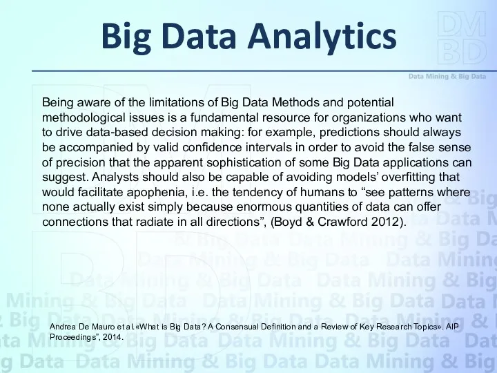 Big Data Analytics Being aware of the limitations of Big