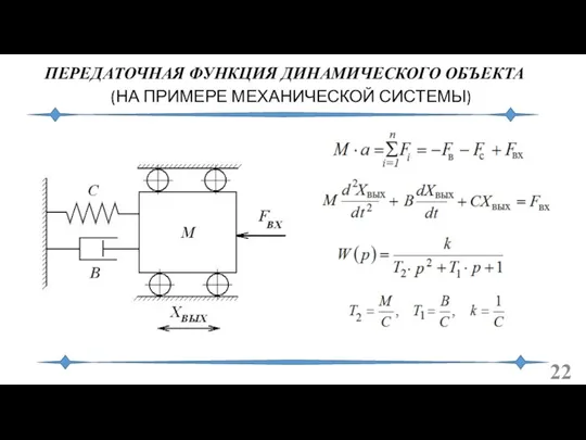 ПЕРЕДАТОЧНАЯ ФУНКЦИЯ ДИНАМИЧЕСКОГО ОБЪЕКТА (НА ПРИМЕРЕ МЕХАНИЧЕСКОЙ СИСТЕМЫ)