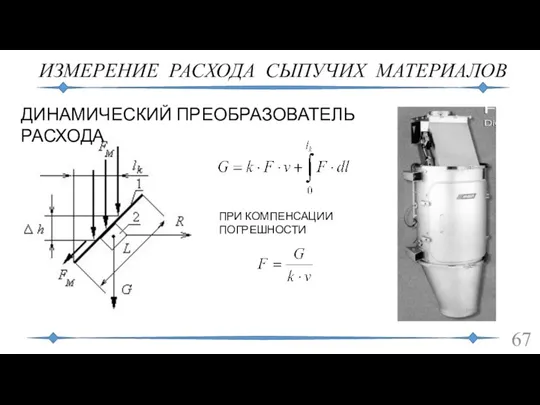 ИЗМЕРЕНИЕ РАСХОДА СЫПУЧИХ МАТЕРИАЛОВ ПРИ КОМПЕНСАЦИИ ПОГРЕШНОСТИ ДИНАМИЧЕСКИЙ ПРЕОБРАЗОВАТЕЛЬ РАСХОДА