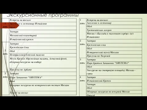 Экскурсионные программы