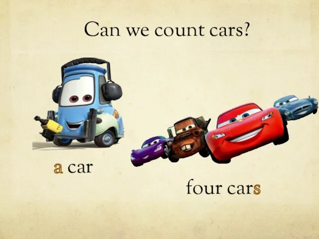 a car Can we count cars? four cars