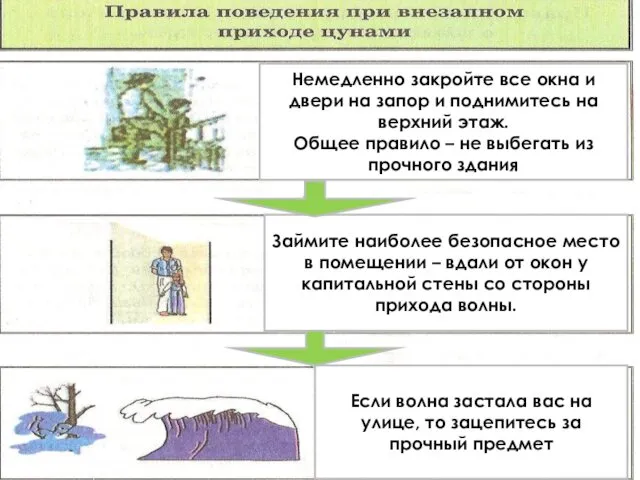 Если цунами внезапно Немедленно закройте все окна и двери на