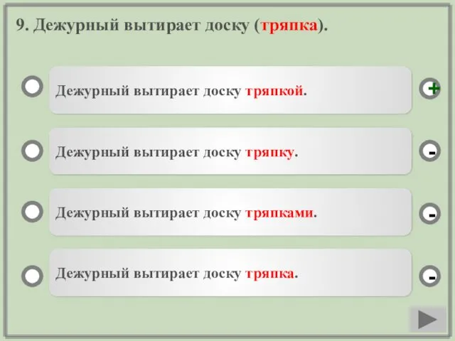 9. Дежурный вытирает доску (тряпка). Дежурный вытирает доску тряпкой. Дежурный