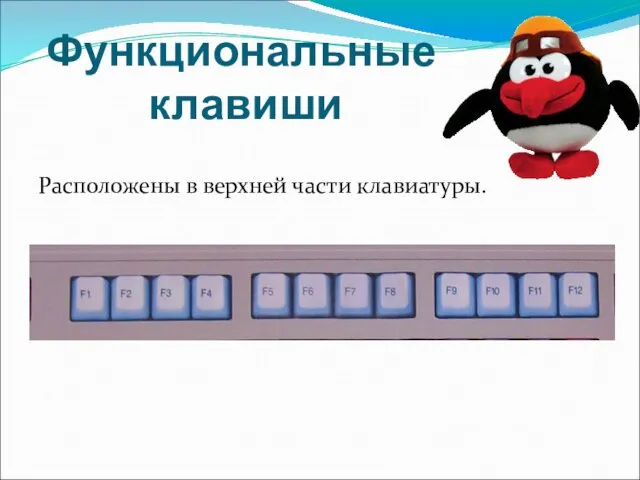 Функциональные клавиши Расположены в верхней части клавиатуры.