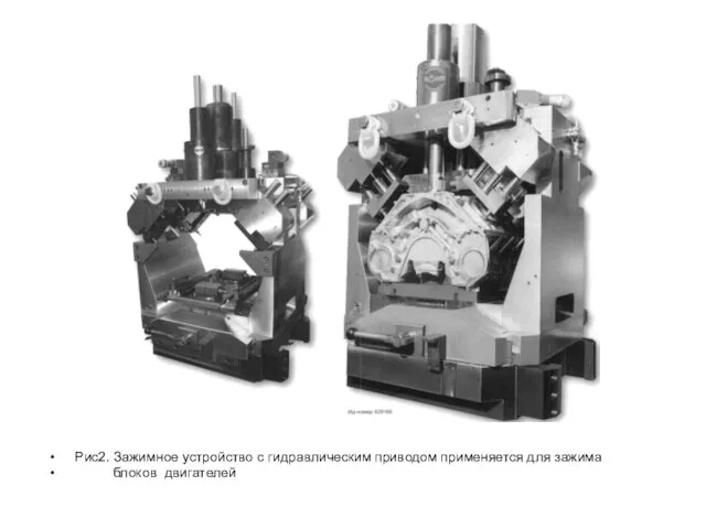 Рис2. Зажимное устройство с гидравлическим приводом применяется для зажима блоков двигателей
