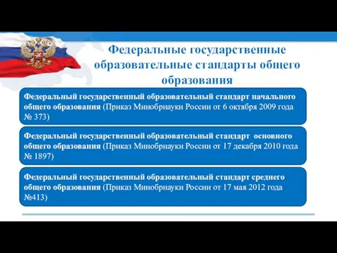 Федеральные государственные образовательные стандарты общего образования Федеральный государственный образовательный стандарт