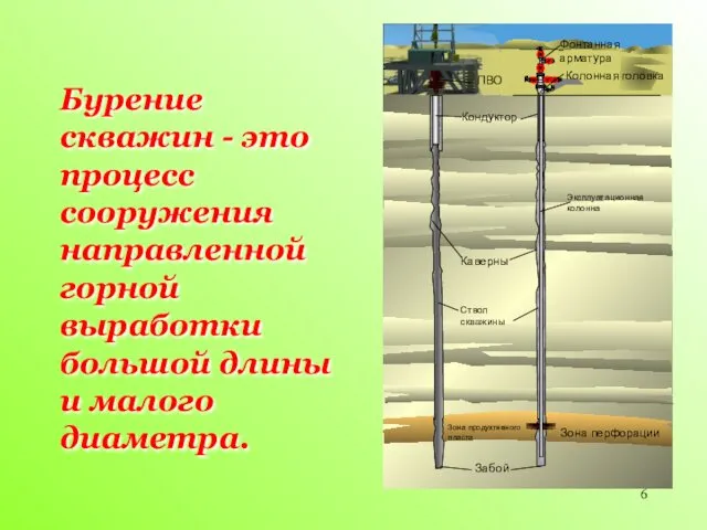 Бурение скважин - это процесс сооружения направленной горной выработки большой длины и малого диаметра.