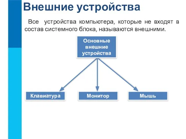 Внешние устройства Все устройства компьютера, которые не входят в состав