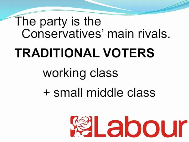 The party is the Conservatives’ main rivals. TRADITIONAL VOTERS working class + small middle class