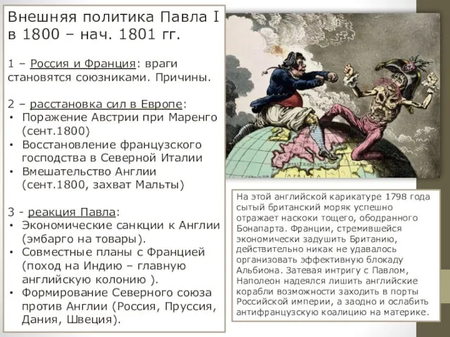 Внешняя политика Павла I в 1800 – нач. 1801 гг. 1 – Россия