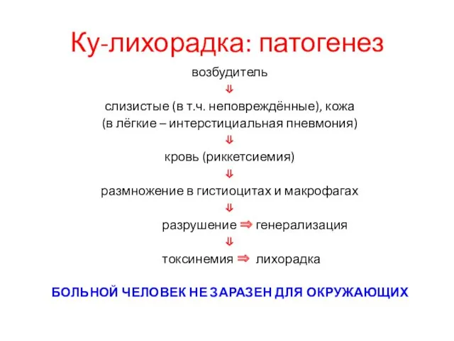 Ку-лихорадка: патогенез возбудитель ⇓ слизистые (в т.ч. неповреждённые), кожа (в