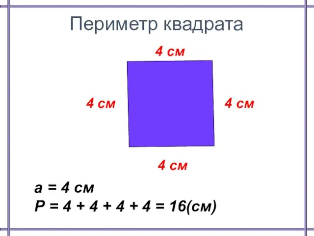 Периметр квадрата 4 см 4 см 4 см 4 см