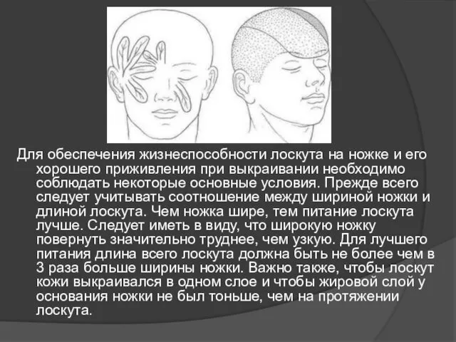 Для обеспечения жизнеспособности лоскута на ножке и его хорошего приживления