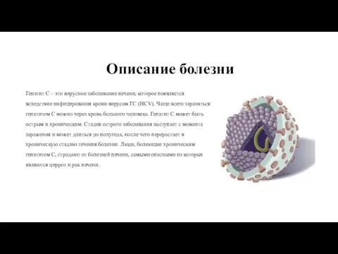 Описание болезни Гепатит С – это вирусное заболевание печени, которое