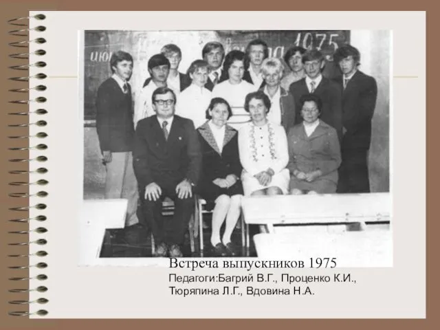 Встреча выпускников 1975 Педагоги:Багрий В.Г., Проценко К.И.,Тюряпина Л.Г., Вдовина Н.А.