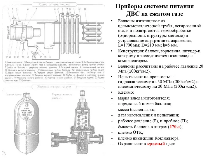 Приборы системы питания ДВС на сжатом газе Баллоны изготовляют из