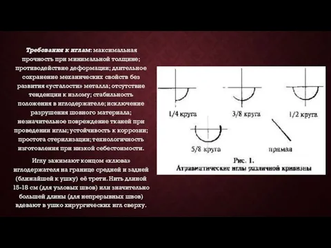 Требования к иглам: максимальная прочность при минимальной толщине; противодействие деформации;