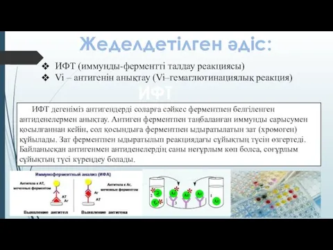 Жеделдетілген әдіс: ИФТ (иммунды-ферментті талдау реакциясы) Vi – антигенін анықтау