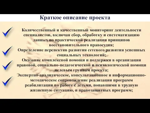 Краткое описание проекта Количественный и качественный мониторинг деятельности специалистов, включая