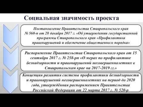 Социальная значимость проекта Постановление Правительства Ставропольского края № 560-п от