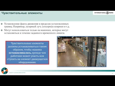 Чувствительные элементы Установление факта движения в пределах установленных границ. Например,