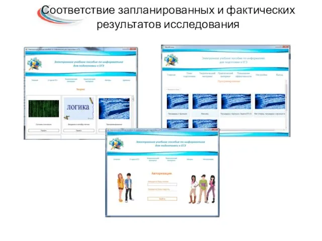 Соответствие запланированных и фактических результатов исследования