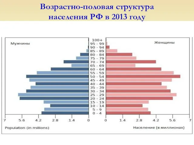 Возрастно-половая структура населения РФ в 2013 году