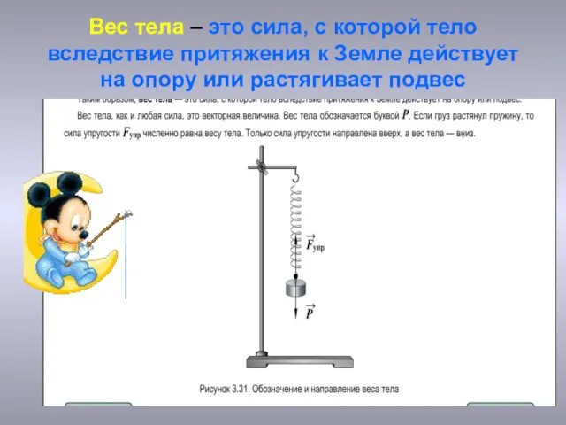 Вес тела – это сила, с которой тело вследствие притяжения