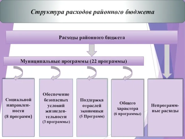 Расходы районного бюджета Социальной направлен-ности (8 программ) Обеспечение безопасных условий