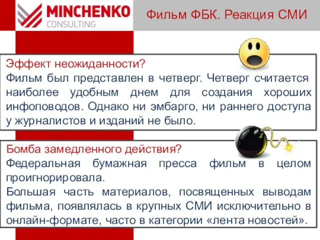 Фильм ФБК. Реакция СМИ Эффект неожиданности? Фильм был представлен в