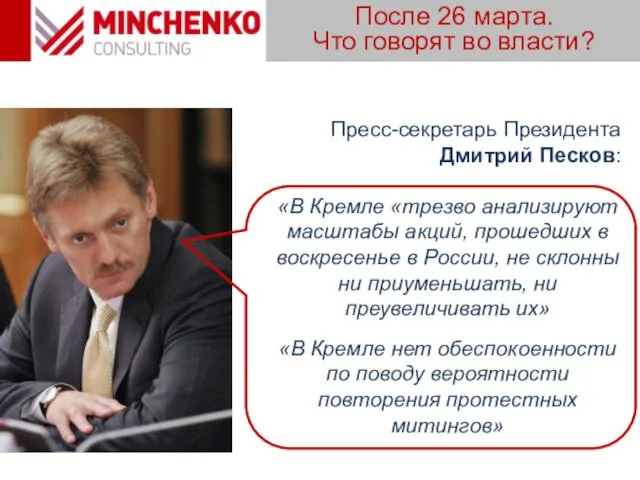 После 26 марта. Что говорят во власти? Пресс-секретарь Президента Дмитрий