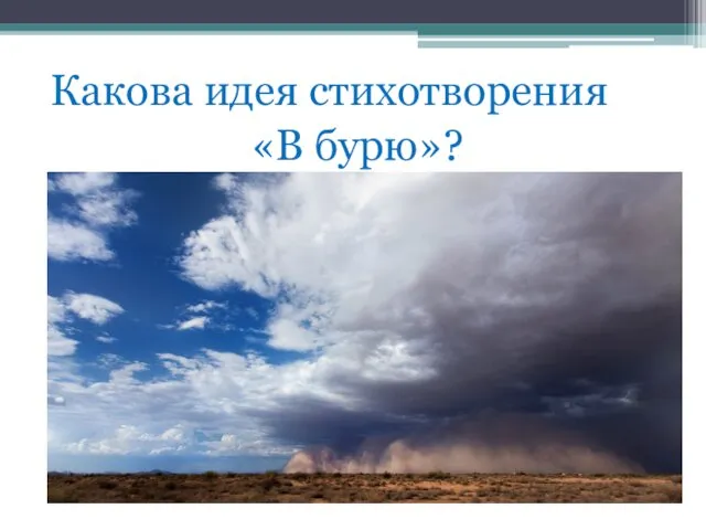 Какова идея стихотворения «В бурю»?