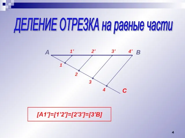 ДЕЛЕНИЕ ОТРЕЗКА на равные части А В С • •