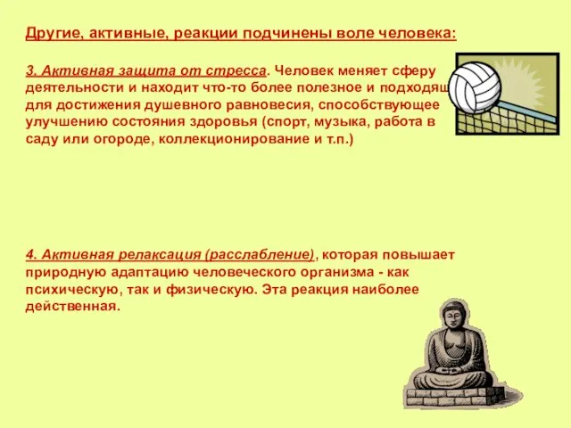 Другие, активные, реакции подчинены воле человека: 3. Активная защита от