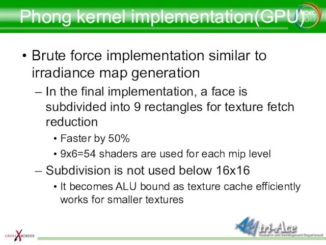 Phong kernel implementation(GPU) Brute force implementation similar to irradiance map