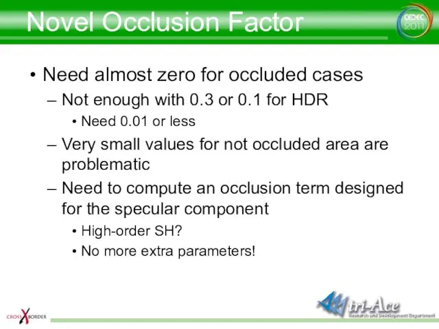 Novel Occlusion Factor Need almost zero for occluded cases Not