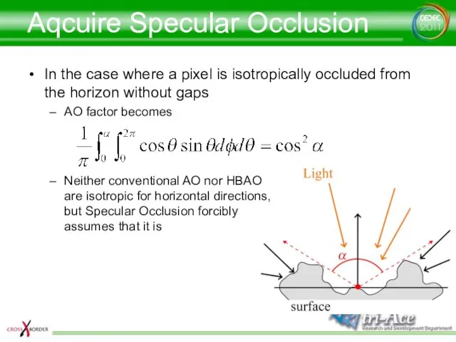 Aqcuire Specular Occlusion In the case where a pixel is