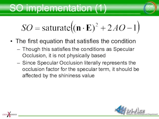 SO implementation (1) The first equation that satisfies the condition