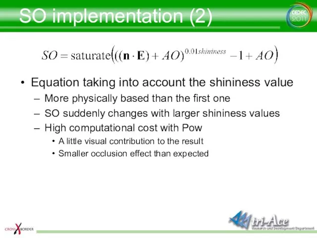 SO implementation (2) Equation taking into account the shininess value