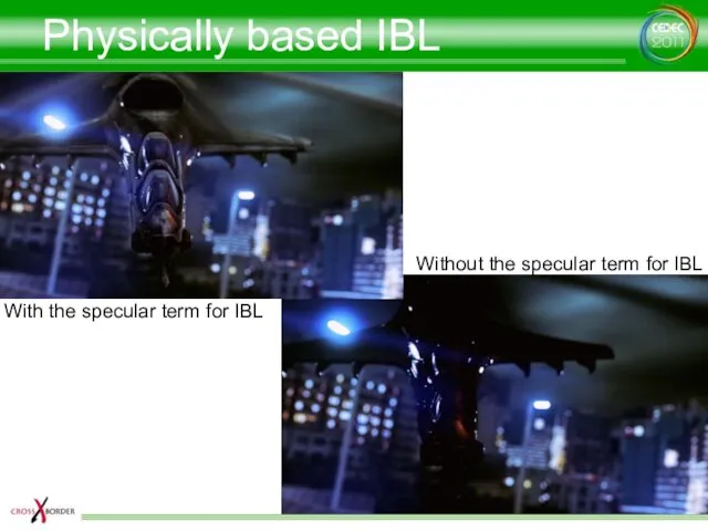 Physically based IBL With the specular term for IBL Without the specular term for IBL