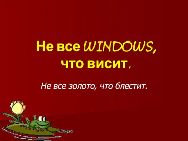 Не все WINDOWS, что висит. Не все золото, что блестит.