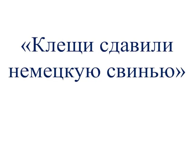 «Клещи сдавили немецкую свинью»